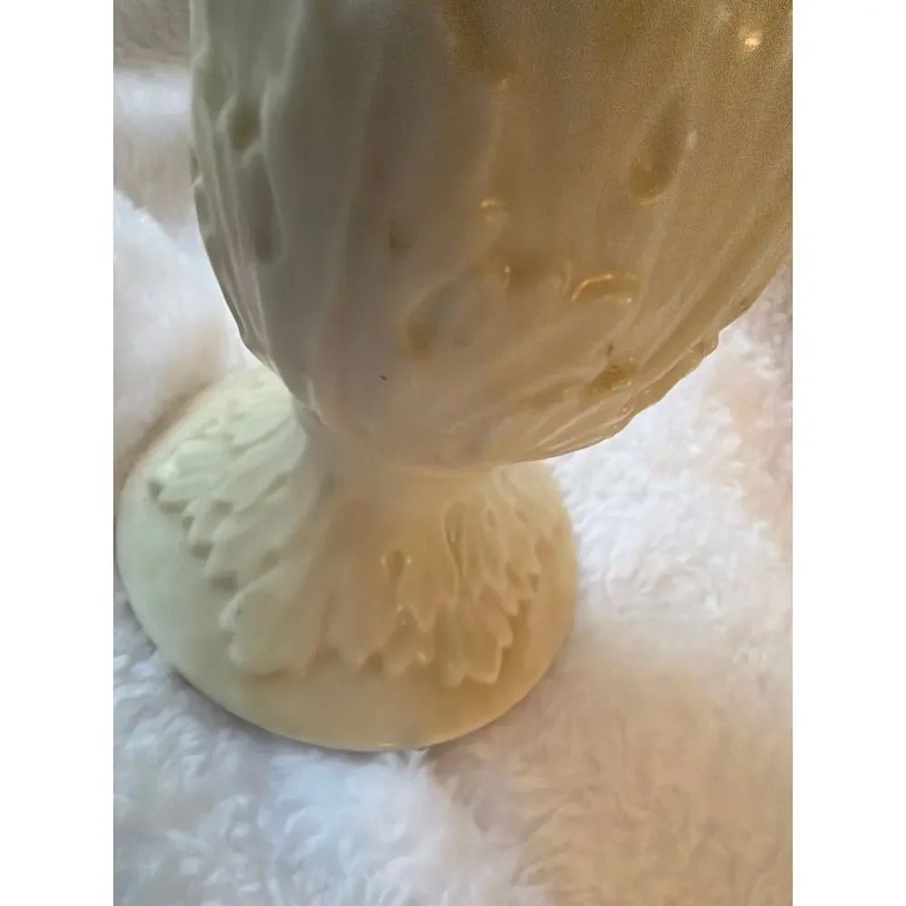 Vintage Lenox Cream Bud Vase USA Porcelain Embossed Floral Trumpet 10.75